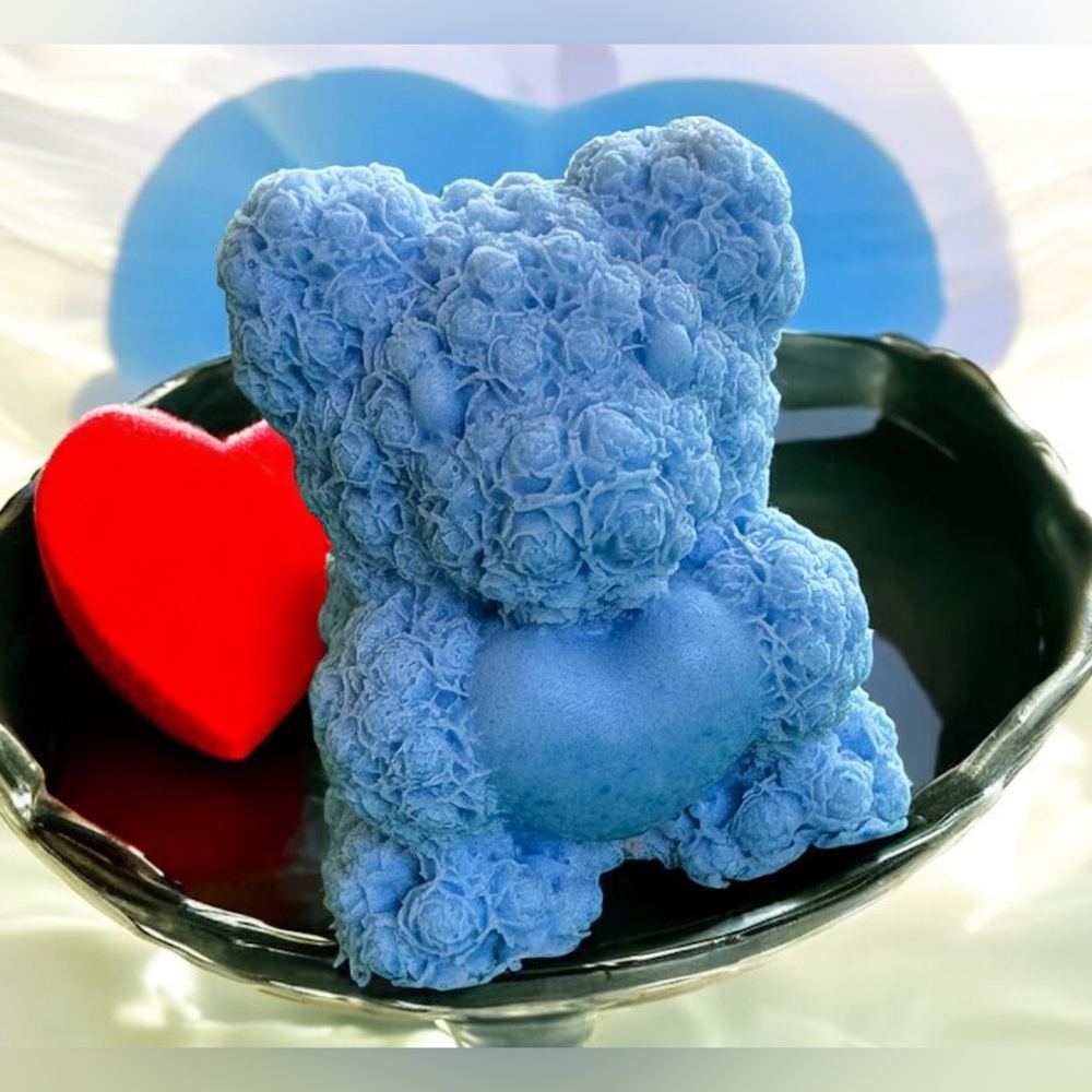 Apple Soap rose bear handmade 3x2in 5oz shea butter & coco butter based
